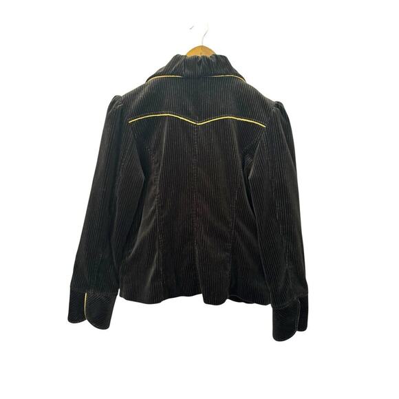 Tara Jarmon Paris Velvet Corduroy Blazer Jacket Black Size 4 Contrast Trim Lined - Picture 2 of 5